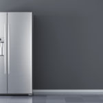 Modern,Side,By,Side,Stainless,Steel,Refrigerator.,Fridge,Freezer,Isolated